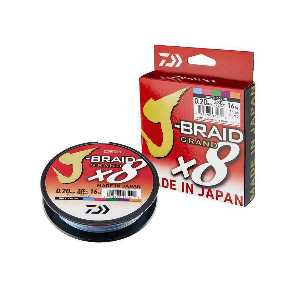 J-Braid X8 Grand Multicolor Flätlina STORLEK 0,10 MM & LÄNGD 150 M