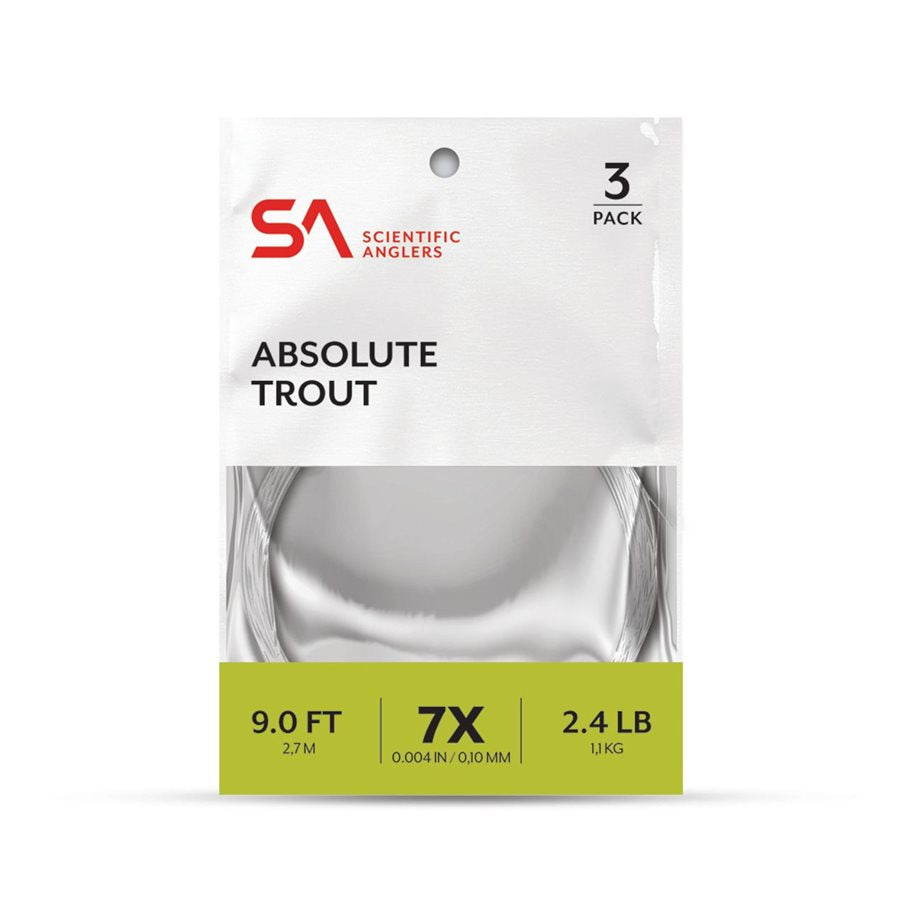 Absolute Trout Leader 9 fot 3 stycken 2X (CA 0,22 MM)