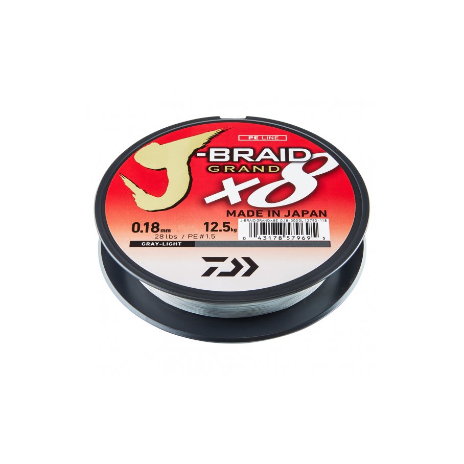 J-Braid X8 Grand 135 m Flätlina Grå GRAY-LIGHT / 0,22 MM