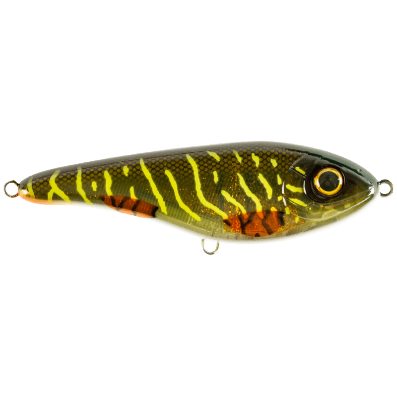 Buster Jerk 15 cm Shallow 66 g Jerkbete GREEN MOTOROIL PIKE UV / 15 CM OCH 66 GRAM