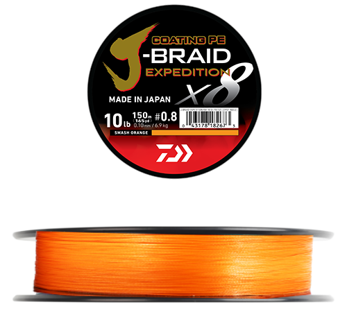 J-Braid Expedition X8 150m SMASH ORANGE / 0,24MM 150METER