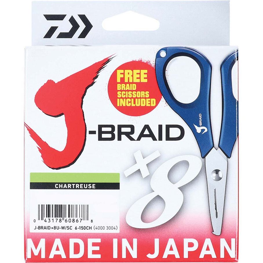 J-Braid X8 Grand 135 m Flätlina Med Sax CHARTREUSE / 0,10 MM