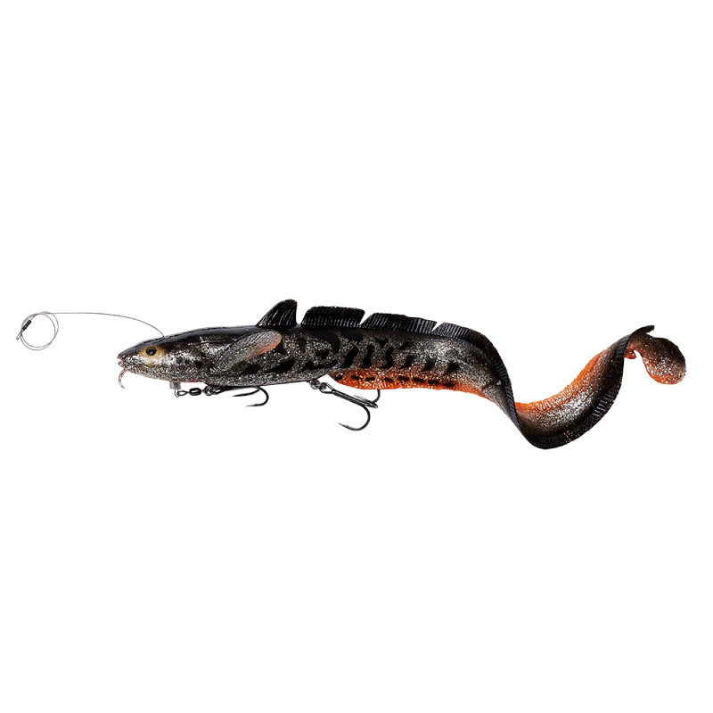 3D Line Thru Burbot  50 cm 435 Gram Gummibete BLACK/SILVER / 50 CM / 400 GRAM